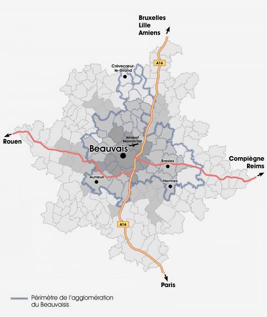 Carte du territoire du Beauvaisis Rev Agro CAB